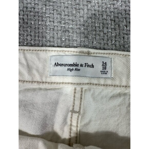 Abercrombie & Fitch Jean Skirt Womens 34/18 Cream High Rise Denim‎ Midi - Picture 5 of 7